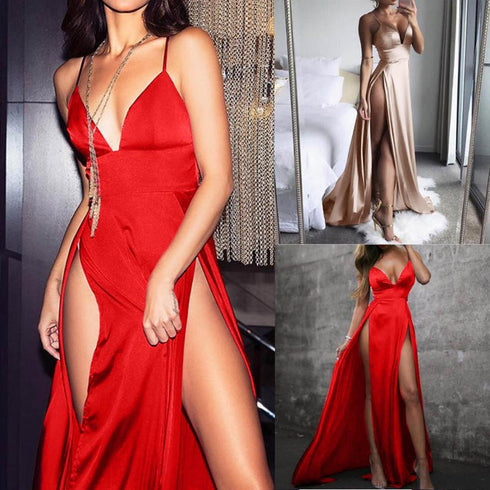 KANCOOLD Dress High-Split Maxi Se Xy Women Solid Evening Party Dresses Clubwear Long Sleeveless Dress Women 2021jul31 - ROUTINE FASHION
